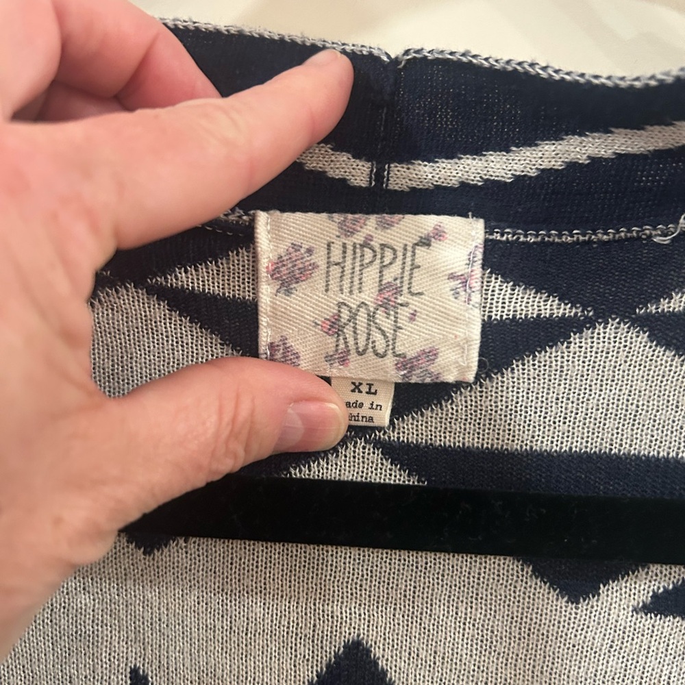 Hippie Rose Navy and White Geometric Cardigan - Picture 2 of 7